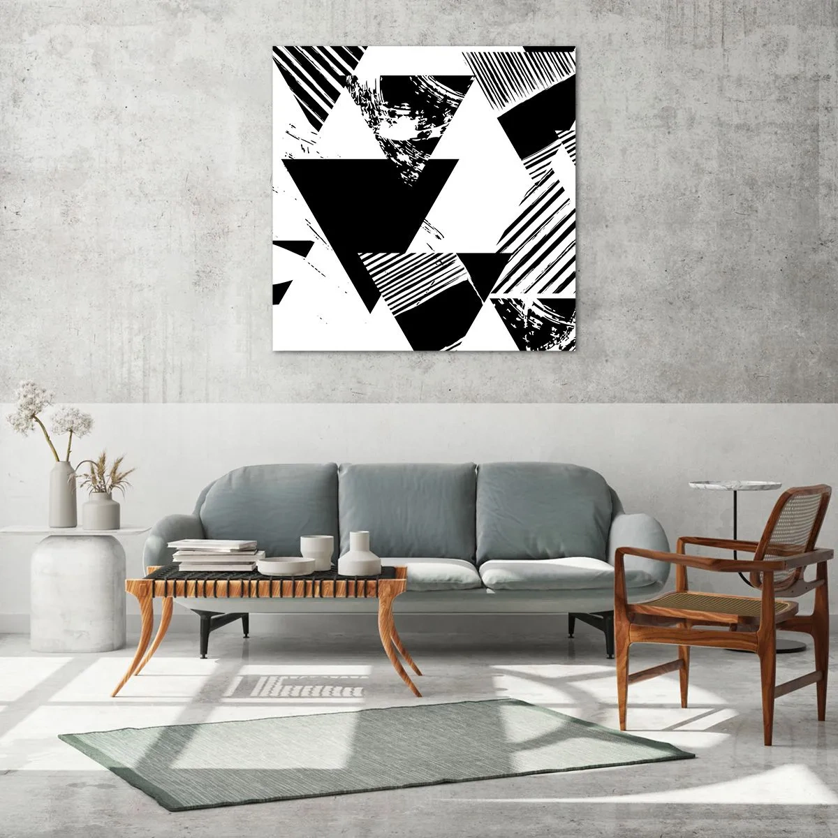 Impression sur verre - Image sur verre - Pluie de triangles - 60x60 cm