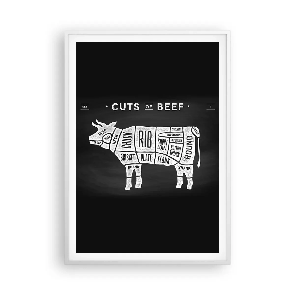 Affiche dans un cadre blanc - Poster - L'art de la découpe - 70x100 cm