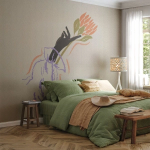 Papier Peint Photo Premium Canvas - Un bouquet de fleurs minimaliste au style délicat - 100x70cm - Touche fraternelle - Décoration murale moderne pour le salon et la chambre ARTTOR