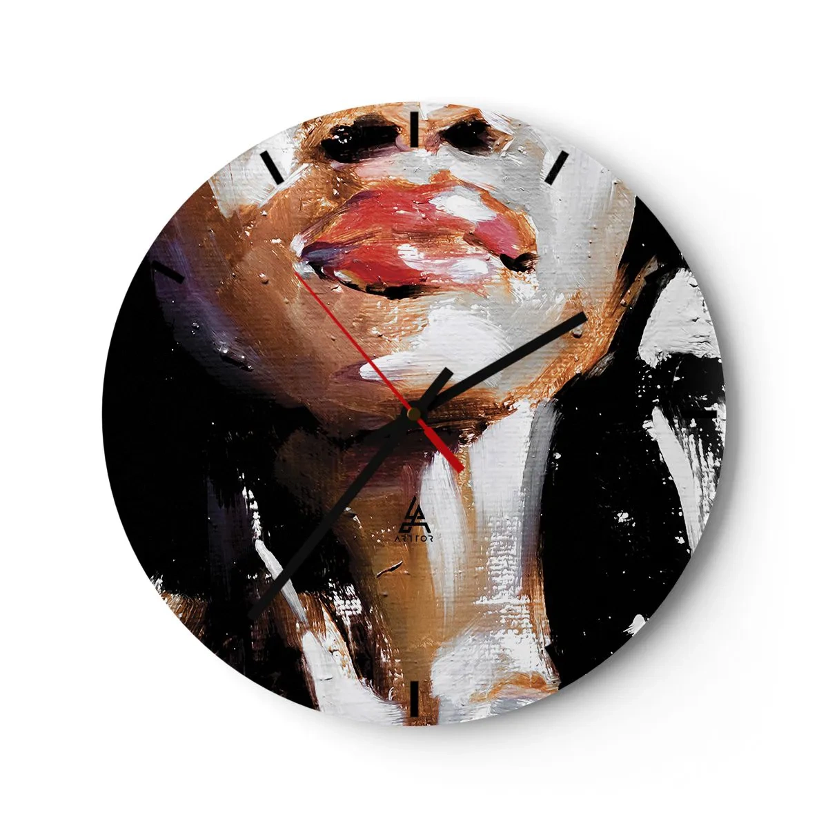 Horloge murale - Pendule murale - Fragment du visage d'une femme dans une technique de peinture expressive - 30x30cm - Fierté sans préjugés - Décoration murale moderne pour le salon, la cuisine et la chambre ARTTOR