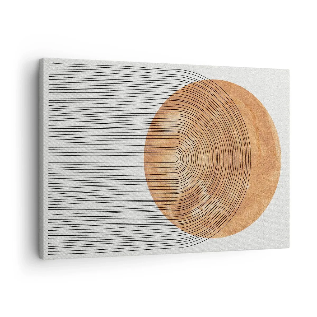 Impression sur toile - Image sur toile - Composition géométrique avec des cercles et des lignes aux couleurs chaudes. - 70x50cm - Composition solaire - Décoration murale moderne pour le salon et la chambre ARTTOR