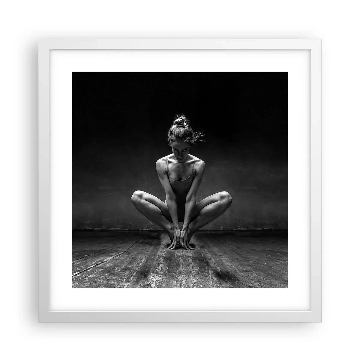 Affiche dans un cadre blanc - Poster - Concentration de l'énergie de la danse - 40x40 cm