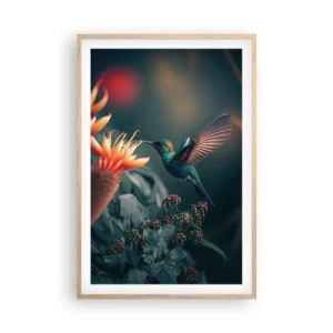 Affiche dans un chêne clair - Poster - une vie vraiment colorée - 61x91 cm