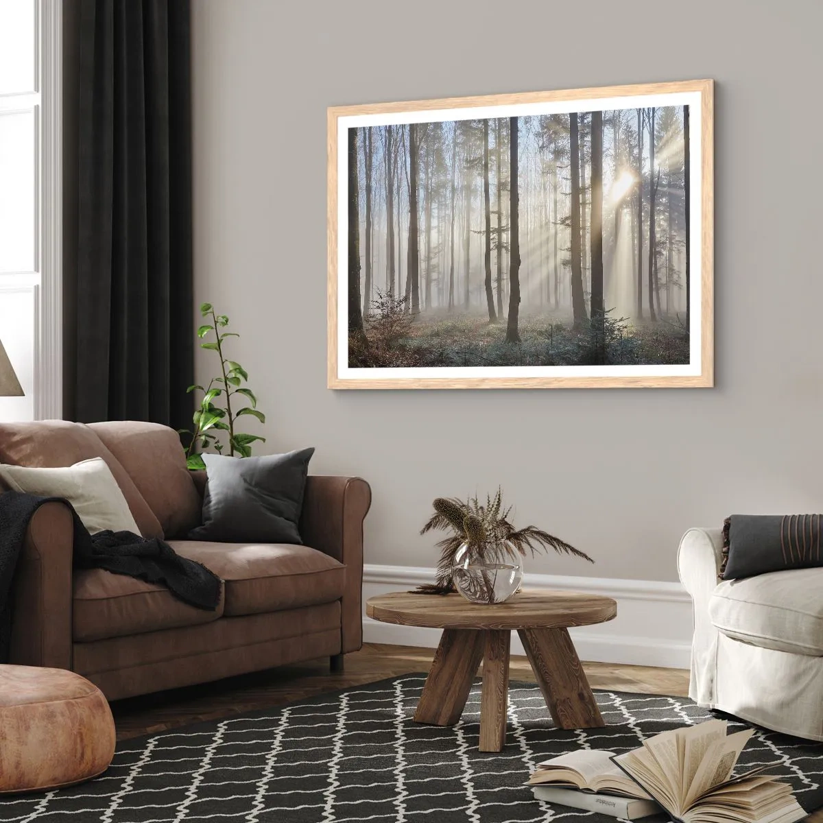 Affiche dans un chêne clair - Poster - Le brouillard s'est aussi réveillé - 70x50 cm