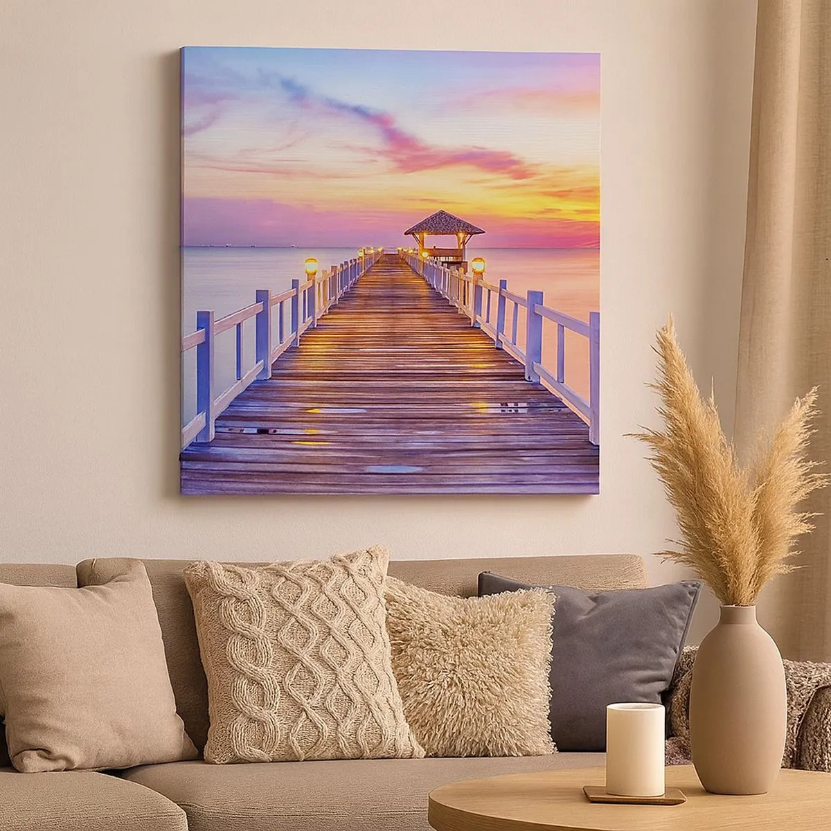 Impression sur toile - Image sur toile - Le silence lilas-doré du soir - 30x30 cm