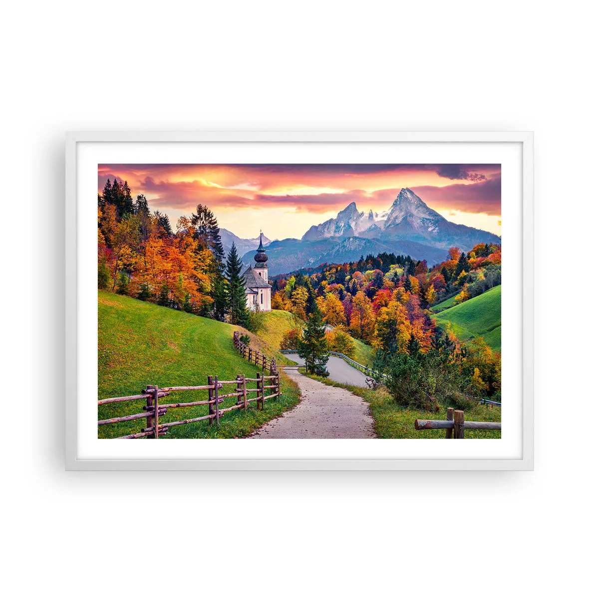 Affiche dans un cadre blanc - Poster - Paysage comme peind - 70x50 cm