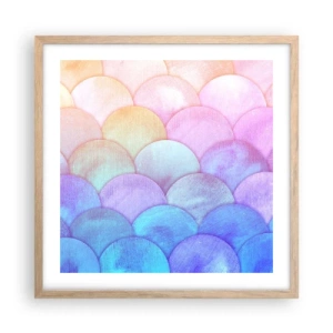 Affiche dans un chêne clair - Poster - Écailles de perles - 50x50 cm
