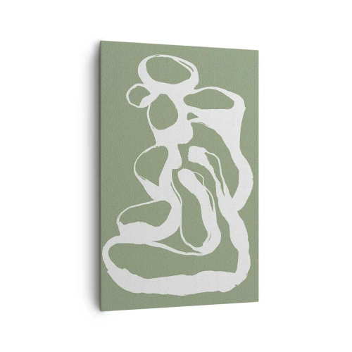 Impression sur toile - Image sur toile - Formes organiques en blanc sur fond vert - 80x120cm - L'appel de l'espace - Décoration murale moderne pour le salon et la chambre ARTTOR