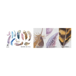 Échantillon de Papier Peint Premium Sand - Léger, bariolé et multicolore - Plumes d'oiseaux, Des oiseaux, Graphique - 100x30 cm