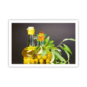 Affiche - Poster - Nature morte aux olives et à l'huile d'olive - 91x61 cm