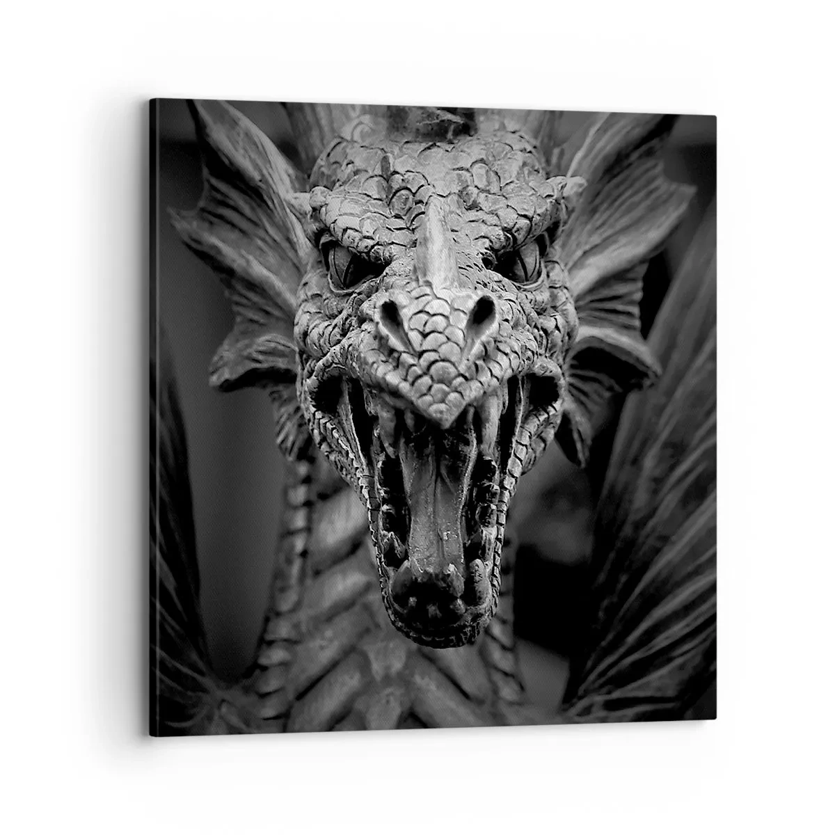 Impression sur toile - Image sur toile - Un dragon imaginaire grisâtre - 70x70 cm