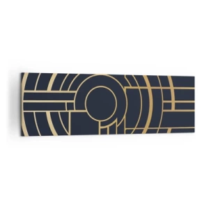 Impression sur toile - Image sur toile - Motif géométrique avec des lignes dorées - 160x50cm - Rotation des éléments - Décoration murale moderne pour le salon et la chambre ARTTOR