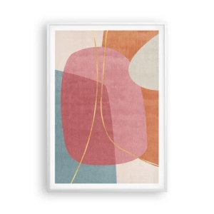 Affiche dans un cadre blanc - Poster - Composition pastel au fil d'or - 70x100 cm