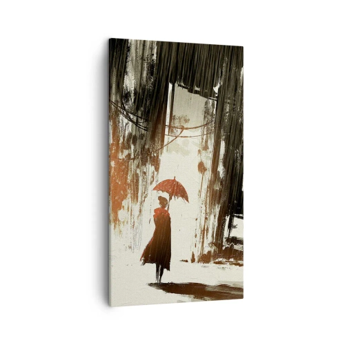Impression sur toile - Image sur toile - La poésie du parapluie rouge - 45x80 cm