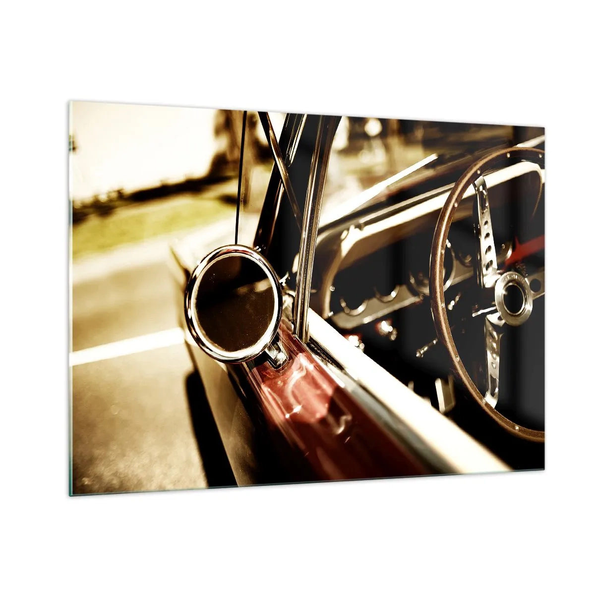Impression sur verre - Image sur verre - Intérieur de voiture classique de style rétro - 100x70cm - Auto avec une âme - Décoration murale moderne pour le salon et la chambre ARTTOR