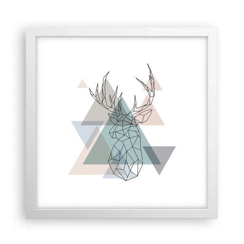 Affiche dans un cadre blanc - Poster - Dans une forêt géométrique - 30x30 cm