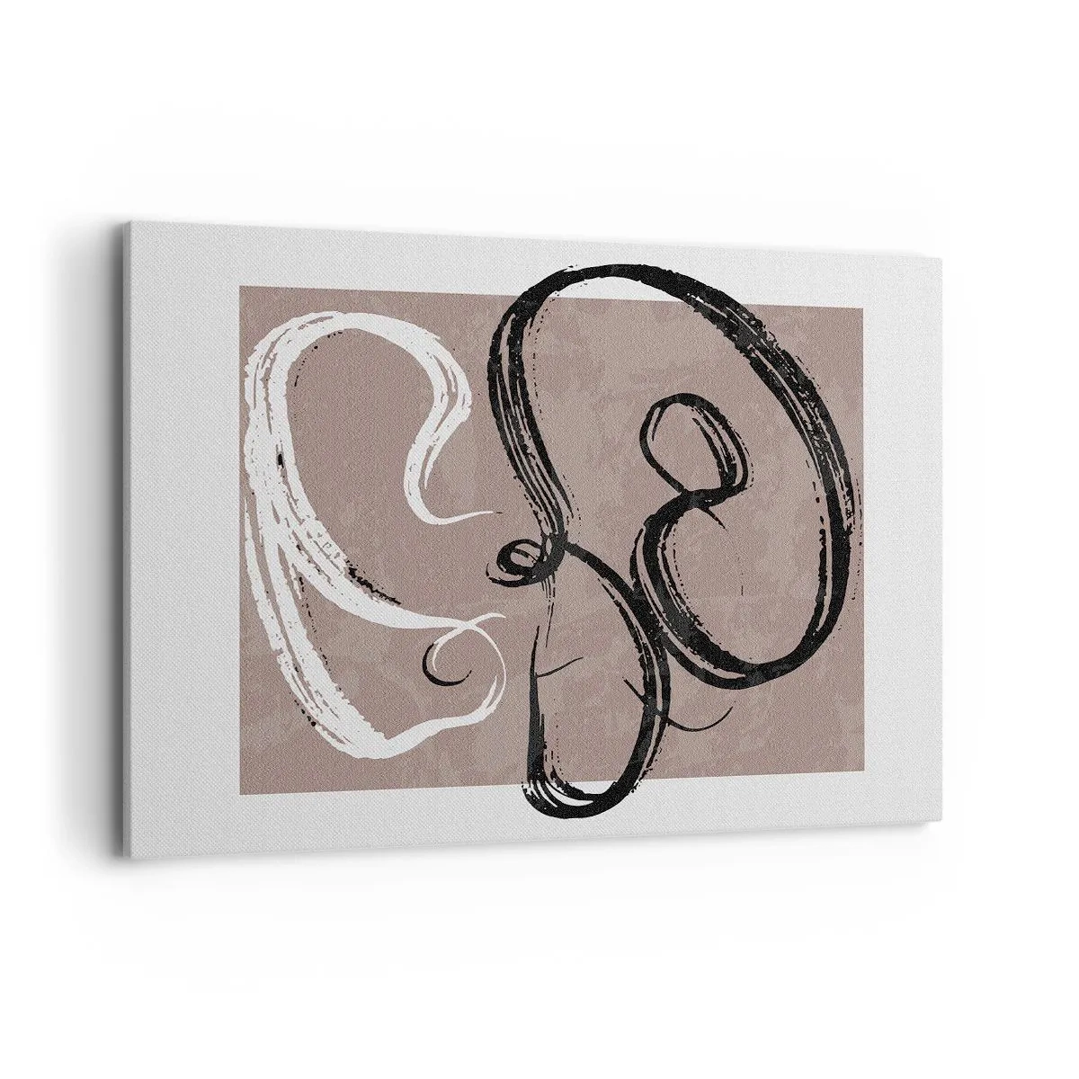 Impression sur toile - Image sur toile - Abstraction en noir et blanc sur fond beige - 100x70cm - Composition – la recherche de la plénitude - Décoration murale moderne pour le salon et la chambre ARTTOR