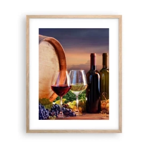 Affiche dans un chêne clair - Poster - Ici la vie a du goût - 40x50 cm