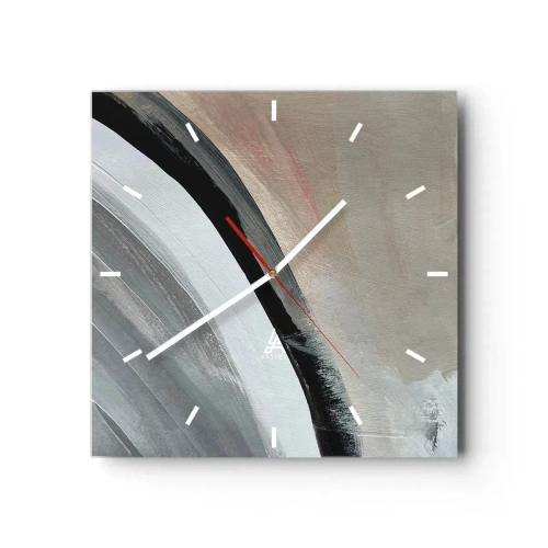 Horloge murale - Pendule murale - Composition : arc de noir et gris - 40x40 cm
