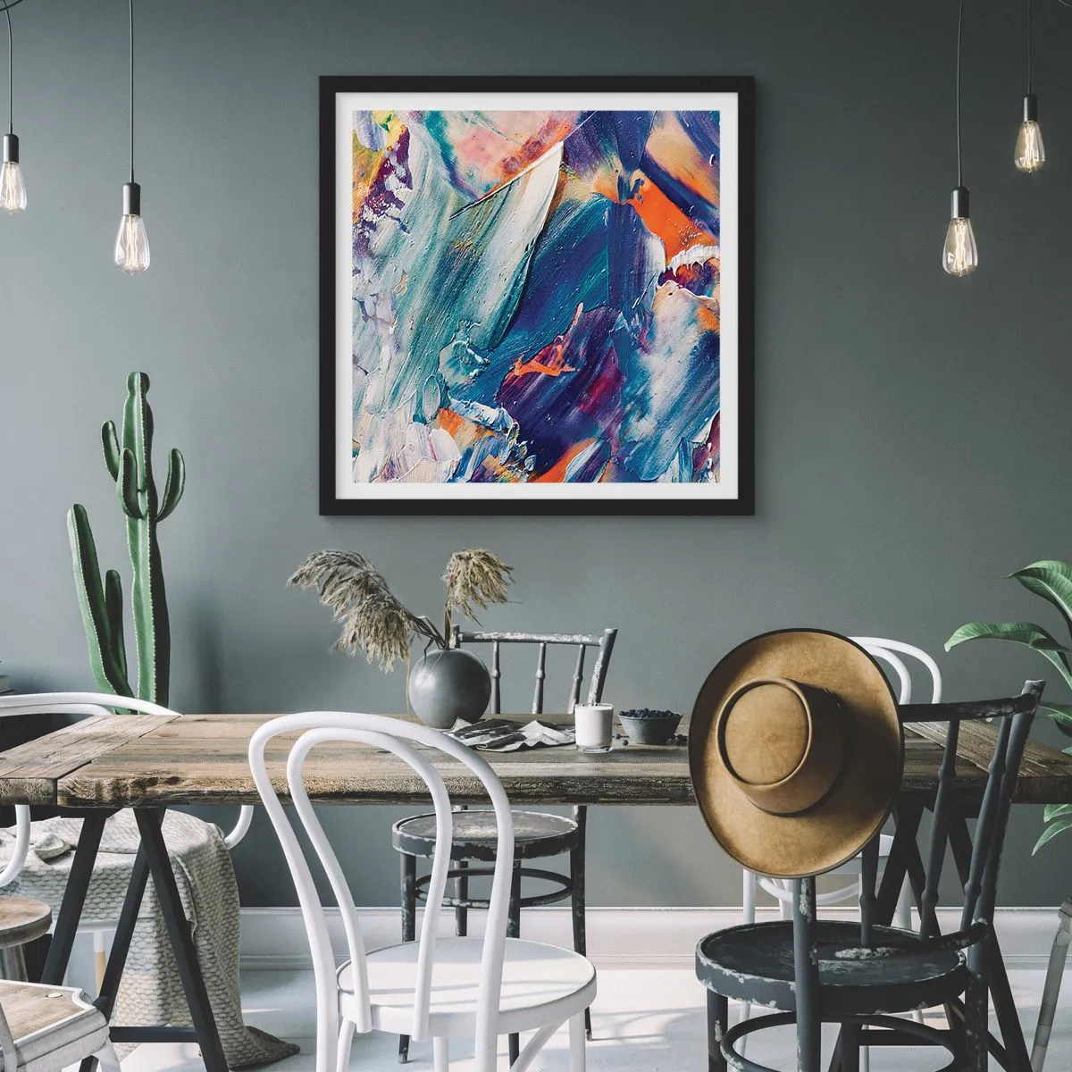 Affiche dans un cadre noir - Poster - Confusion des couleurs - 30x30 cm