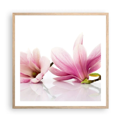 Affiche dans un chêne clair - Poster - Délicat comme une brise de printemps - 60x60 cm