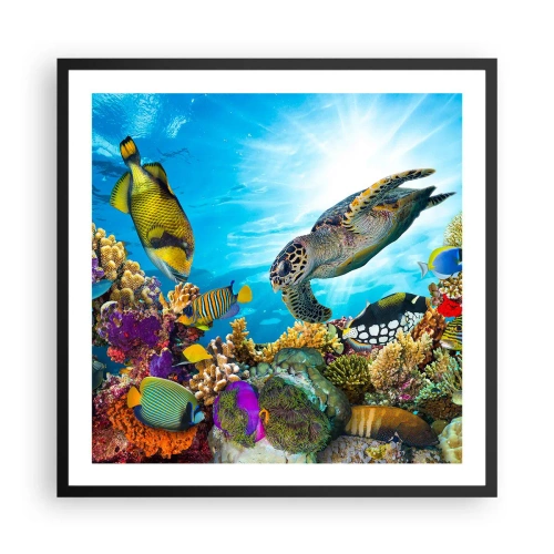 Affiche dans un cadre noir - Poster - Promenade de corail - 60x60 cm