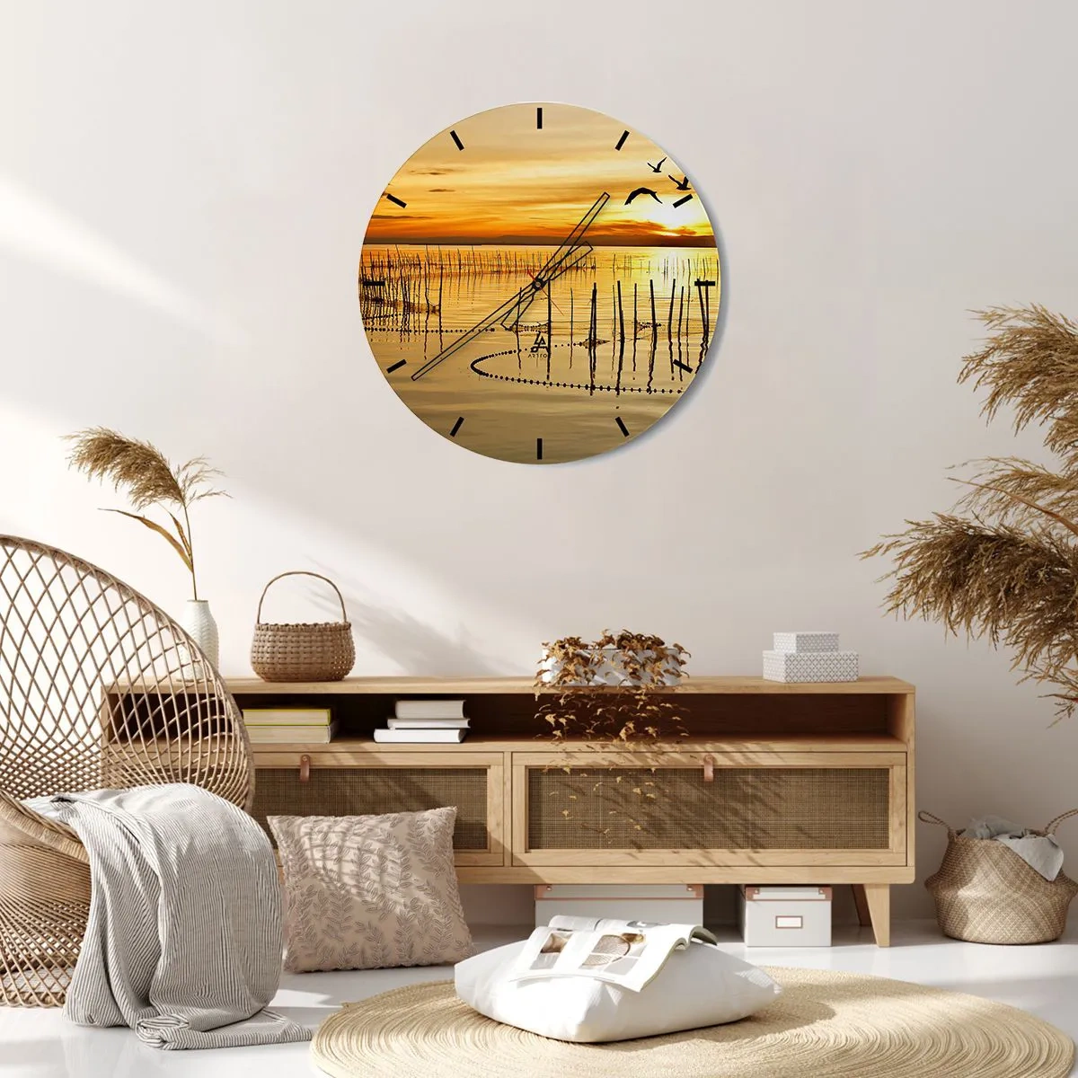 Horloge murale - Pendule murale - À la pêche - 40x40 cm