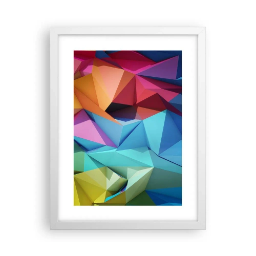 Affiche dans un cadre blanc - Poster - Origami arc-en-ciel - 30x40 cm