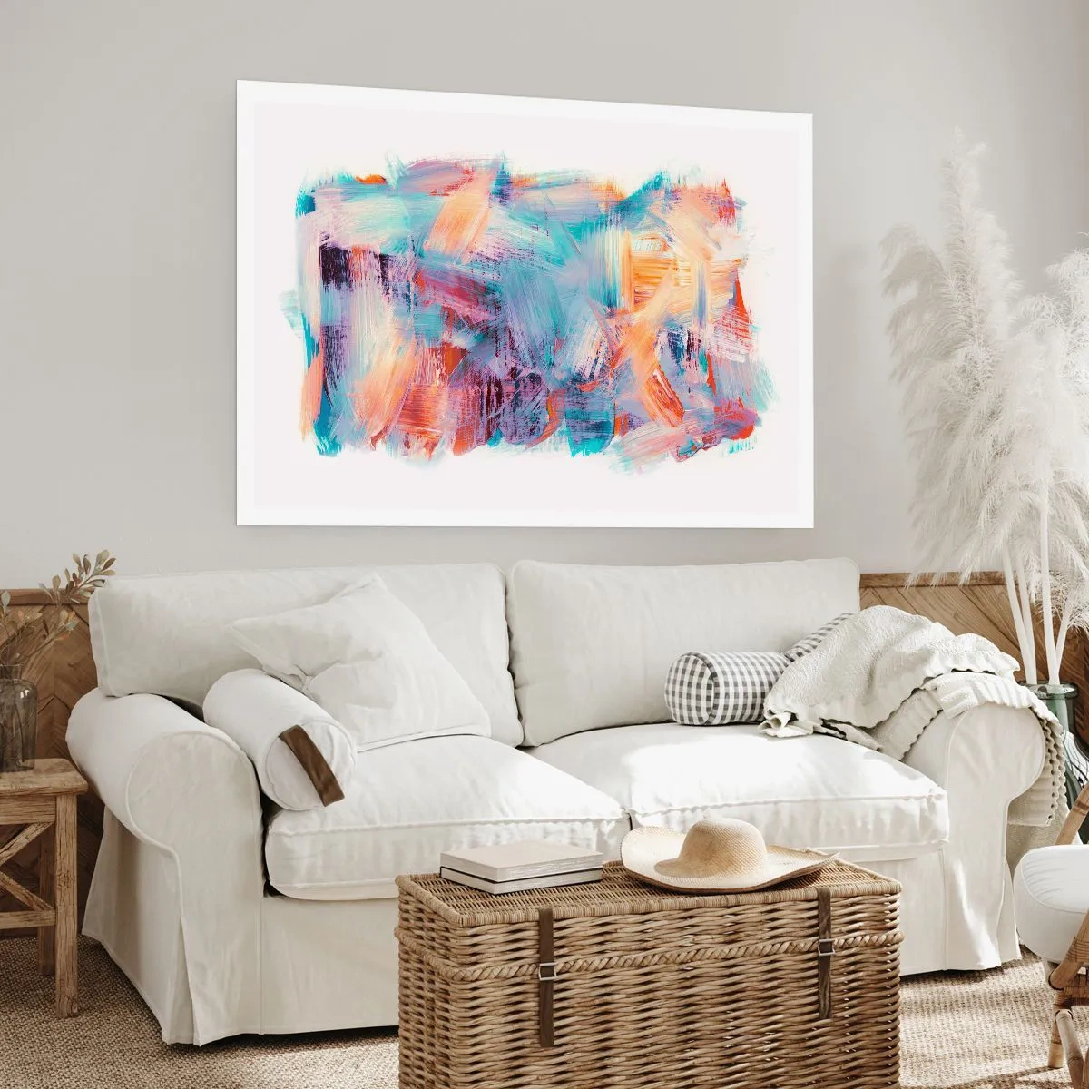 Affiche - Poster - Coups de pinceau colorés dans une composition abstraite - 100x70cm - Un désordre coloré - Décoration murale moderne pour le salon et la chambre ARTTOR