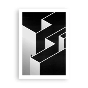 Affiche - Poster - Un labyrinthe minimaliste en noir et blanc - 50x70cm - La solitude au sommet - Décoration murale moderne pour le salon et la chambre ARTTOR