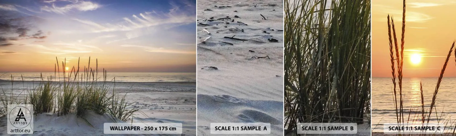 Échantillon de Papier Peint Autocollant Deluxe Sticker - Regarde, pense, ressent - Paysage, Plage, Mer - 100x30 cm