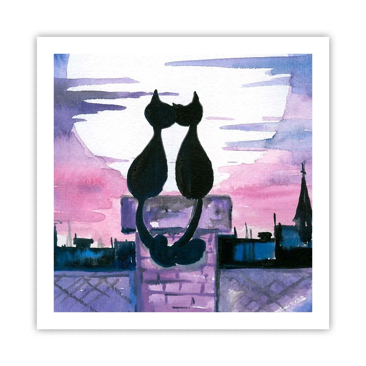 Affiche - Poster - Rendez-vous sous la lune - 60x60 cm