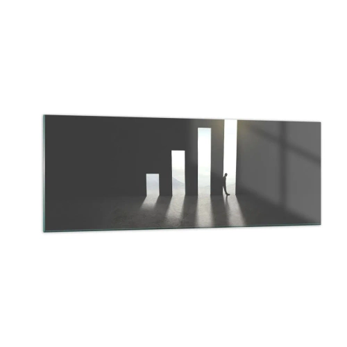 Impression sur verre - Image sur verre - Croissance symbolique sous forme de passages éclairés par la lumière - 140x50cm - Succès – impression - Décoration murale moderne pour le salon et la chambre ARTTOR