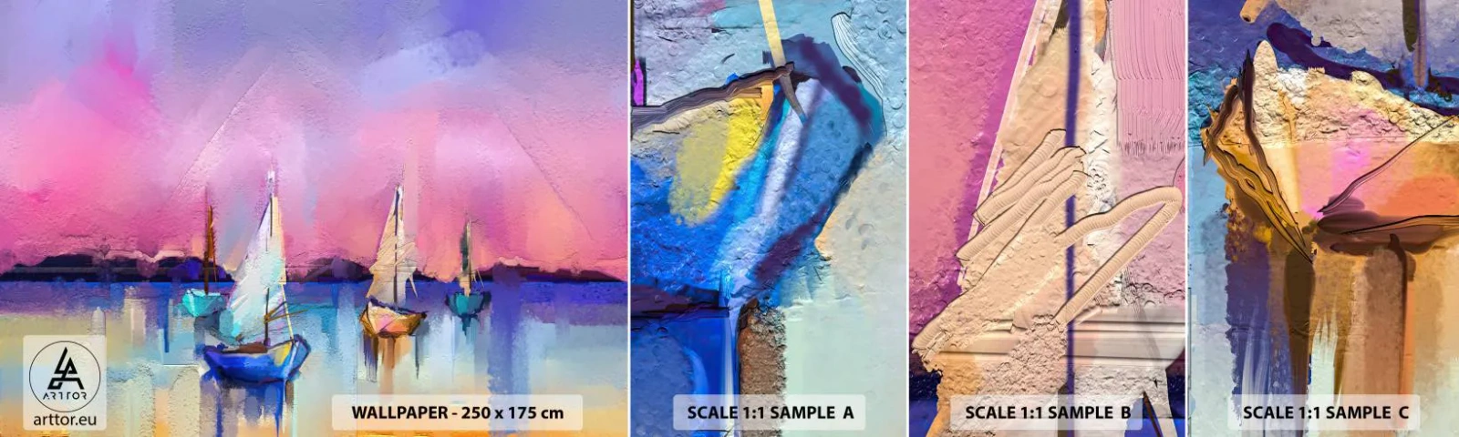 Échantillon de Papier Peint Autocollant Deluxe Sticker - Direction: les eaux larges - Paysage, Lac, Voilier - 100x30 cm