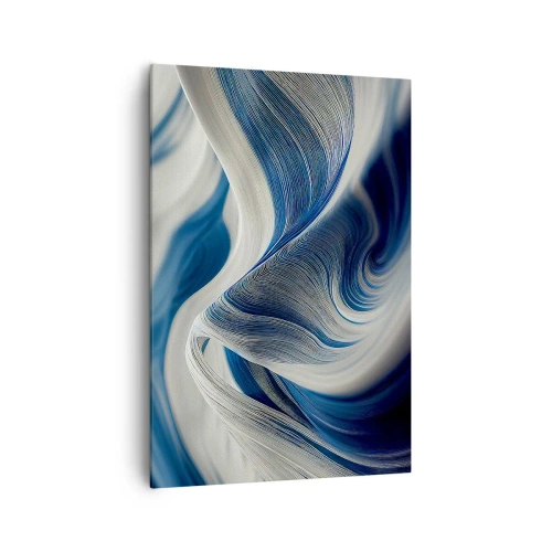 Impression sur toile - Image sur toile - Vagues abstraites dans des tons de bleu et de blanc - 70x100cm - La fluidité du bleu et du blanc - Décoration murale moderne pour le salon et la chambre ARTTOR