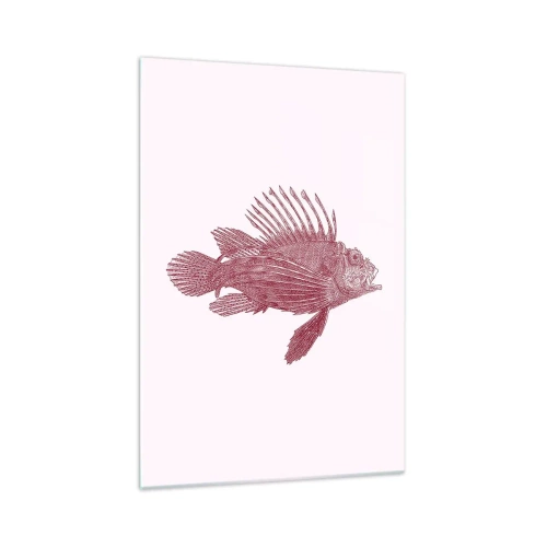 Impression sur verre - Image sur verre - Dessin d'un poisson dans une teinte rouge - 70x100cm - Un habitant des eaux exotiques - Décoration murale moderne pour le salon et la chambre ARTTOR