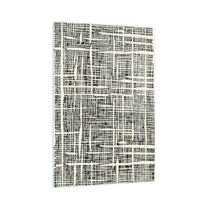 Impression sur verre - Image sur verre - Un motif géométrique ressemblant à une grille sur un fond clair - 80x120cm - Composition tissée - Décoration murale moderne pour le salon et la chambre ARTTOR