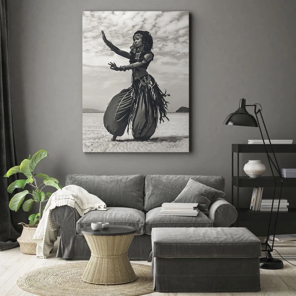 Impression sur toile - Image sur toile - Danseuse exotique sur fond de désert - 70x100cm - Danse des îles du sud - Décoration murale moderne pour le salon et la chambre ARTTOR