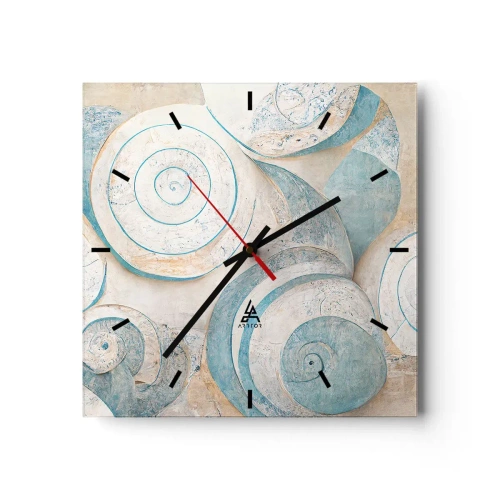 Horloge murale - Pendule murale - Coquillages abstraits aux tons pastel - 30x30cm - Que cache la coque ? - Décoration murale moderne pour le salon et la chambre ARTTOR