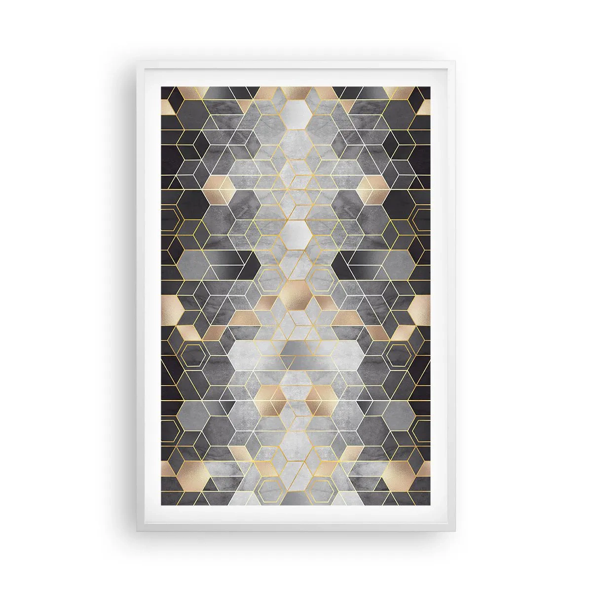 Affiche dans un cadre blanc - Poster - Composition de diamants - 61x91 cm