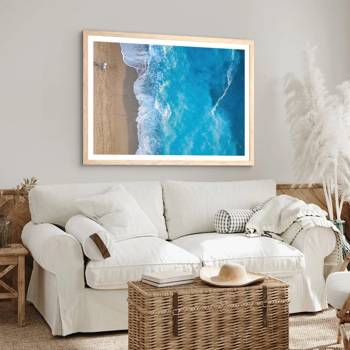 Affiche dans un chêne clair - Poster - La force du bleu - 91x61 cm