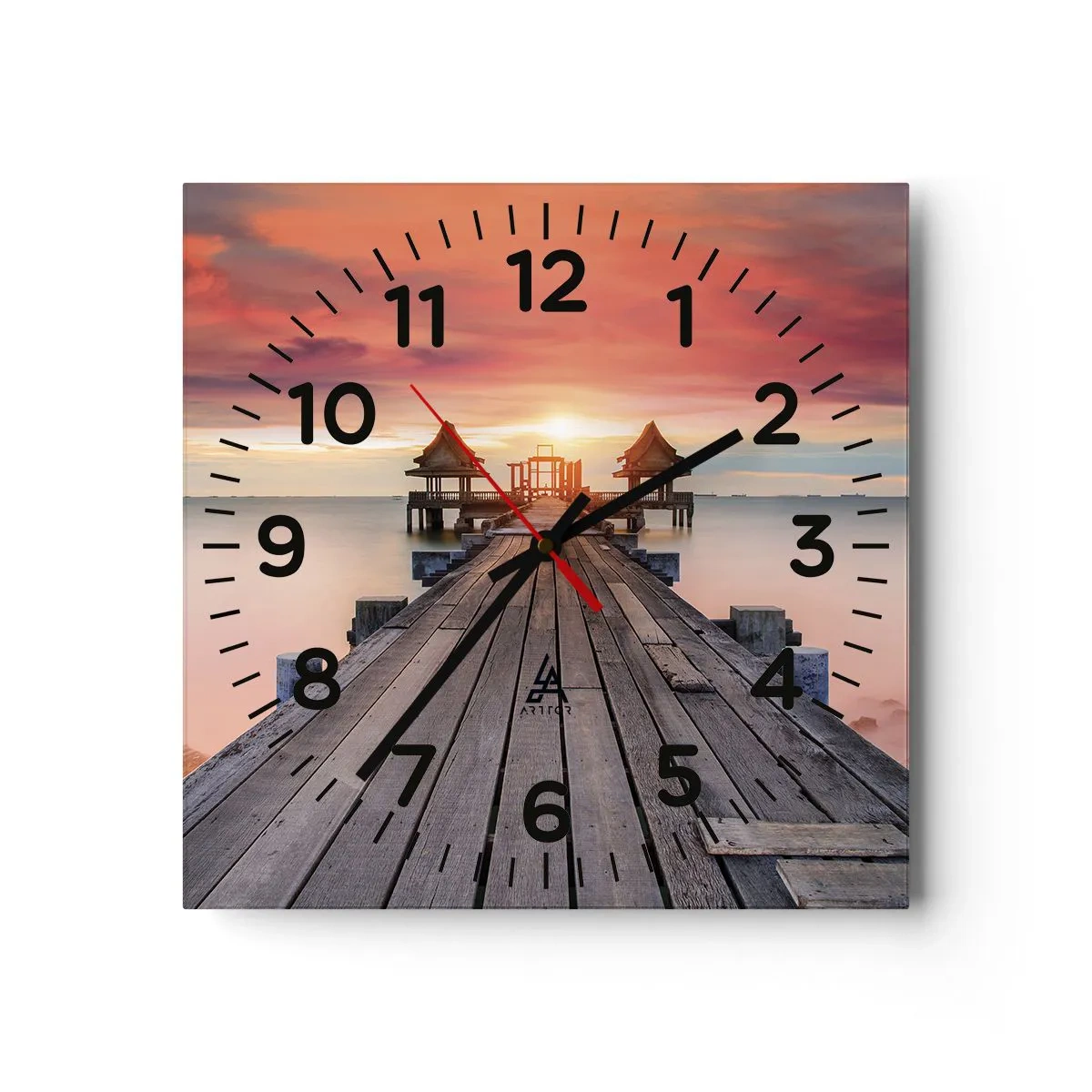 Horloge murale - Pendule murale - L'Ouest à l'Est - 30x30 cm