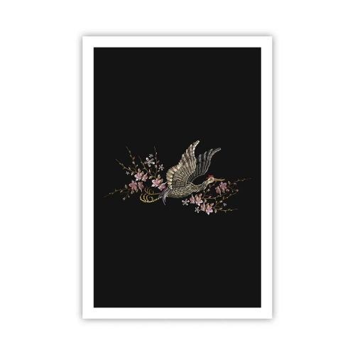Affiche - Poster - Oiseau brodé exotique - 61x91 cm