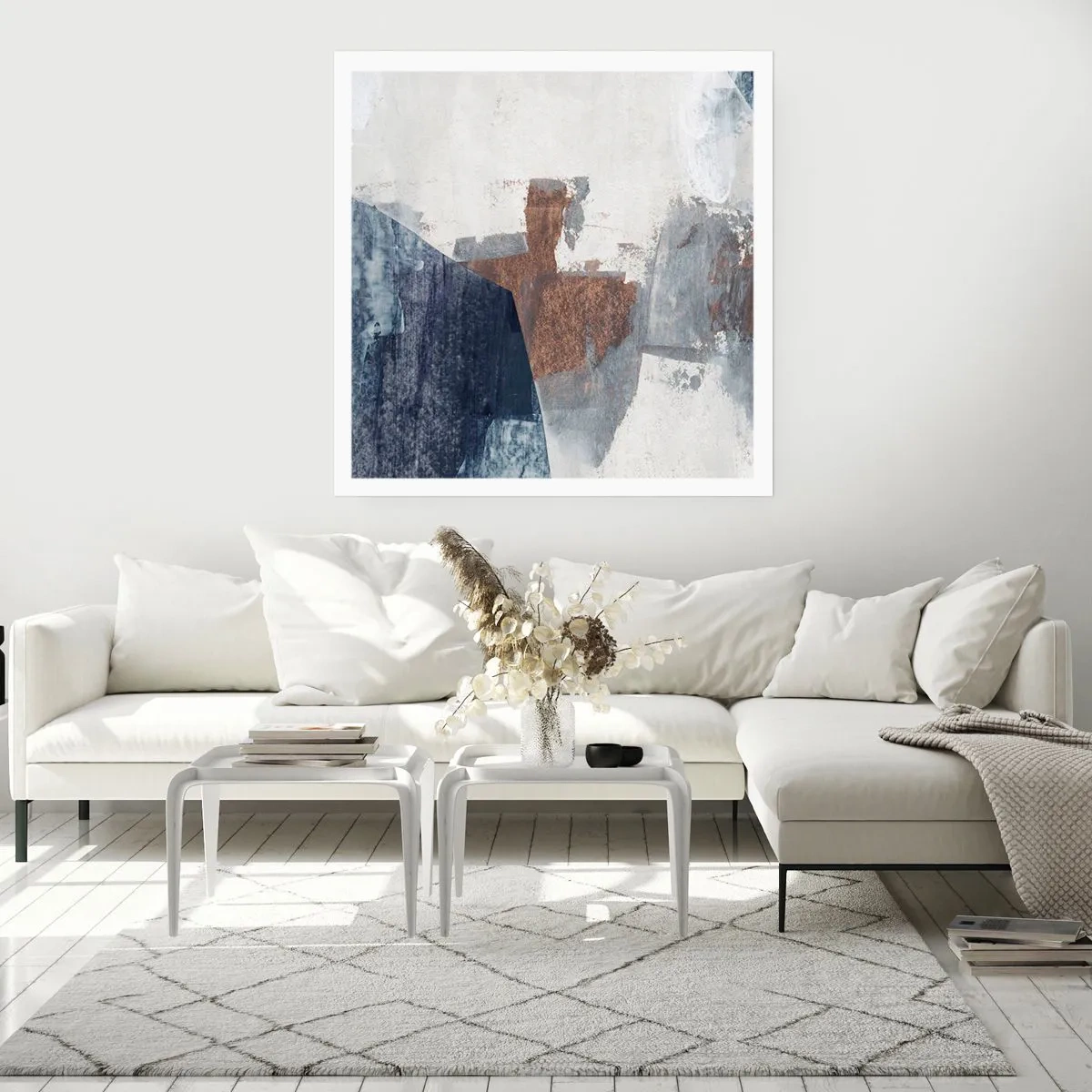 Affiche - Poster - Formes bleues et brunes - 50x50 cm