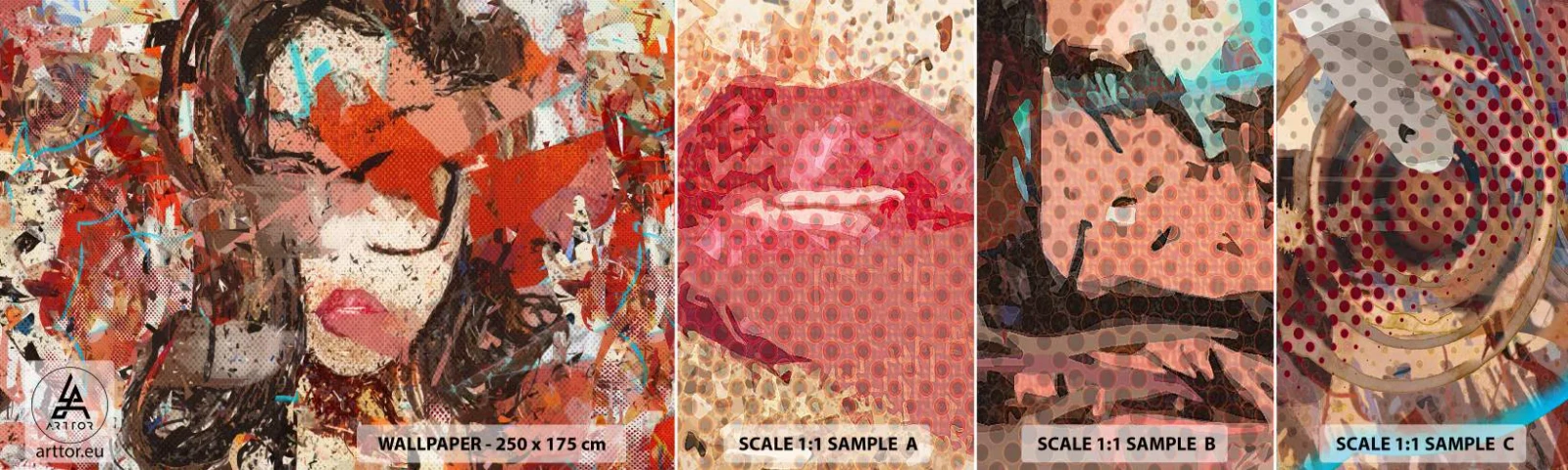 Échantillon De Papier Peint Standard Eco - Personne ne sait ce que tu es vraiment - Abstraction, Portrait d'une femme, Graphique - 100x30 cm