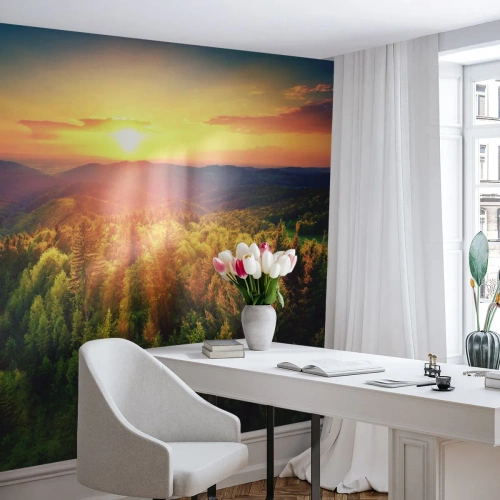 Papier Peint Photo Premium Sand - Monts et sommets - Paysage, Forêt, Montagnes - 300x210 cm