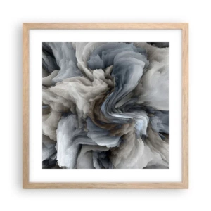 Affiche dans un chêne clair - Poster - Pierre et fleur - 40x40 cm