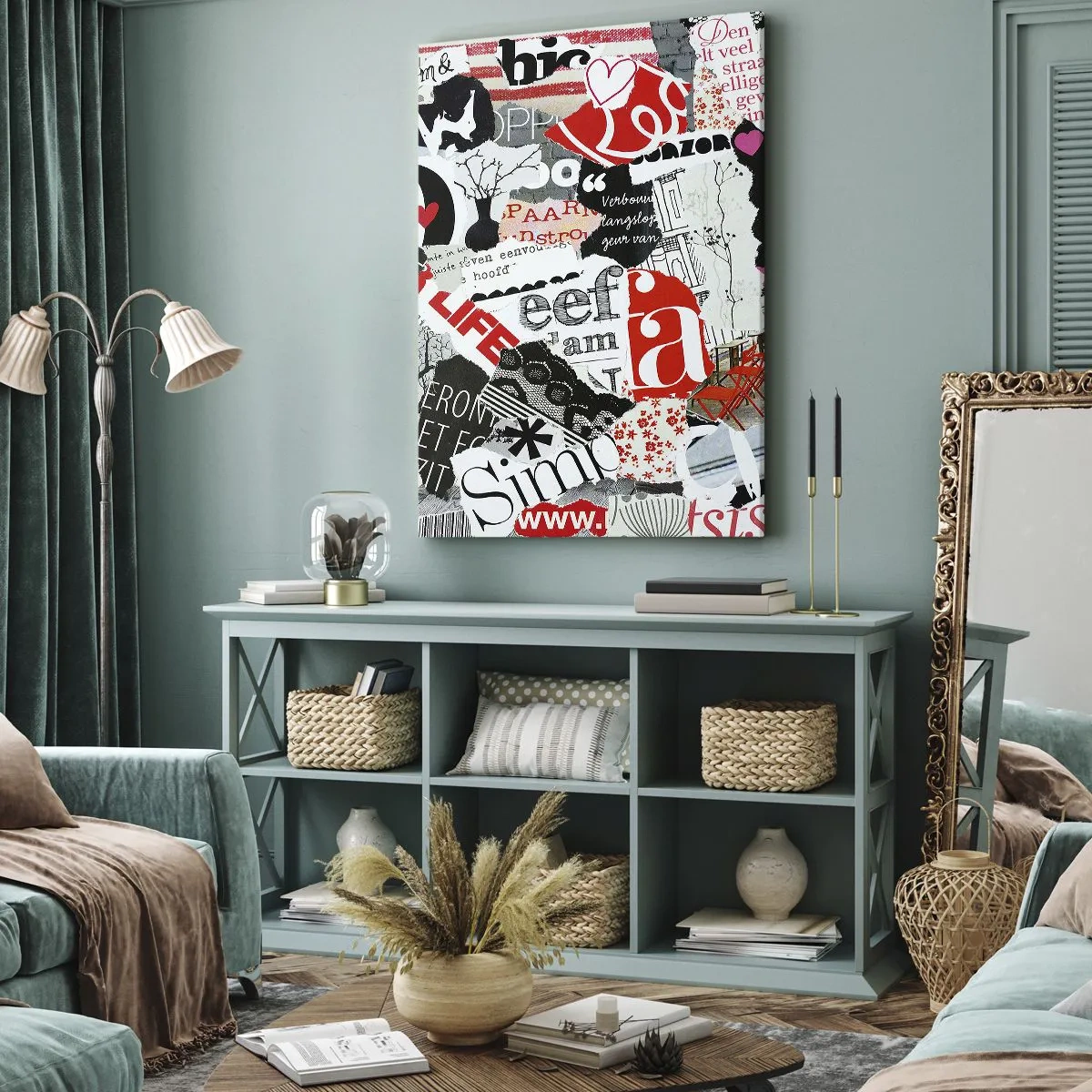 Impression sur toile - Image sur toile - Collage hipster - 55x100 cm