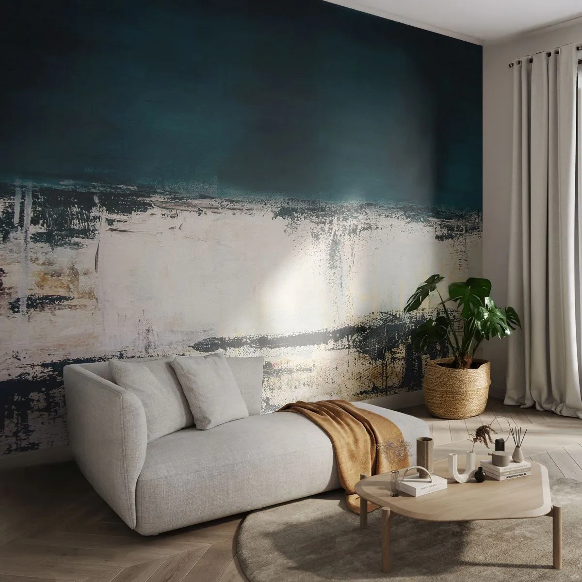 Papier Peint Autocollant Deluxe Sticker - Composition horizontale - Abstraction, Morceau, Peinture - 250x175 cm