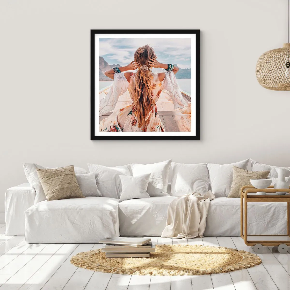 Affiche dans un cadre noir - Poster - En route vers le bonheur - 40x40 cm